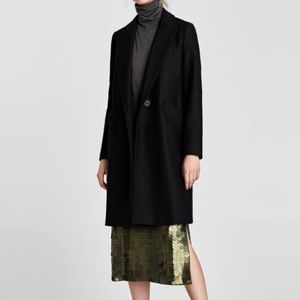 Zara Masculine basic outerwear coat black